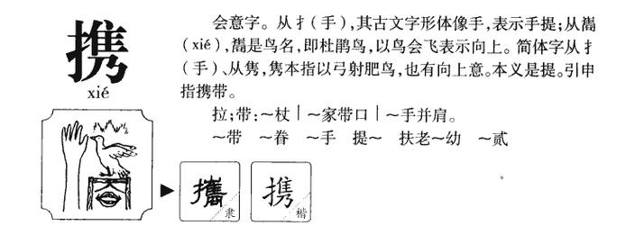 携，这个字去了左边的提手旁,念什么？轻携本是什么样子的-图3